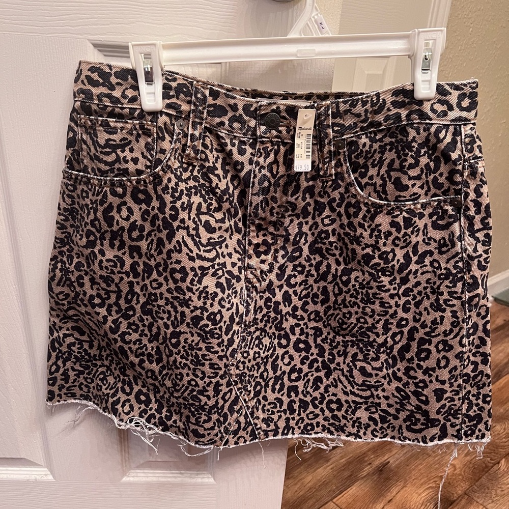 NWT Madewell cheetah print denim mini skirt